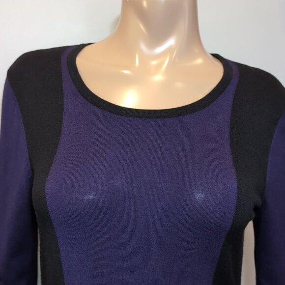 Windsmoor Color Block Sweater Cropped Sleeve Lightweight Tunic Size Small Purple - Picture 2 of 10